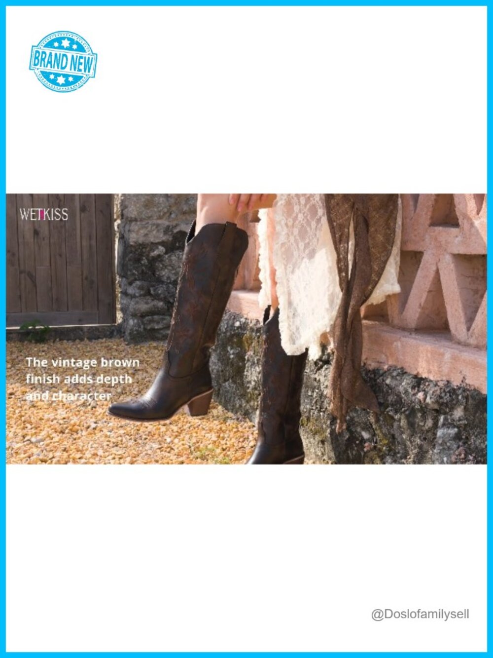 Vintage Embroidered Cowboy Boots Knee High Block Heel Pull-On - Picture 6 of 6